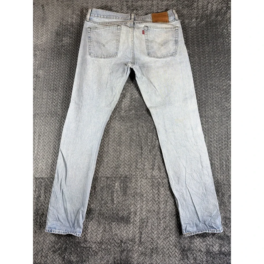 Levi's 510 Jeans Mens 34x32 Blue Light Wash Super Skinny Fit Straight Distressed